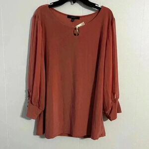 Women’s size XL. Blouse, plush, pink, sheer arms, new with tags. Atelier‎ 29